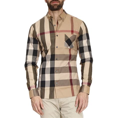 camicia burberry motivo tartan|Camicia beige con motivo tartan Burberry .